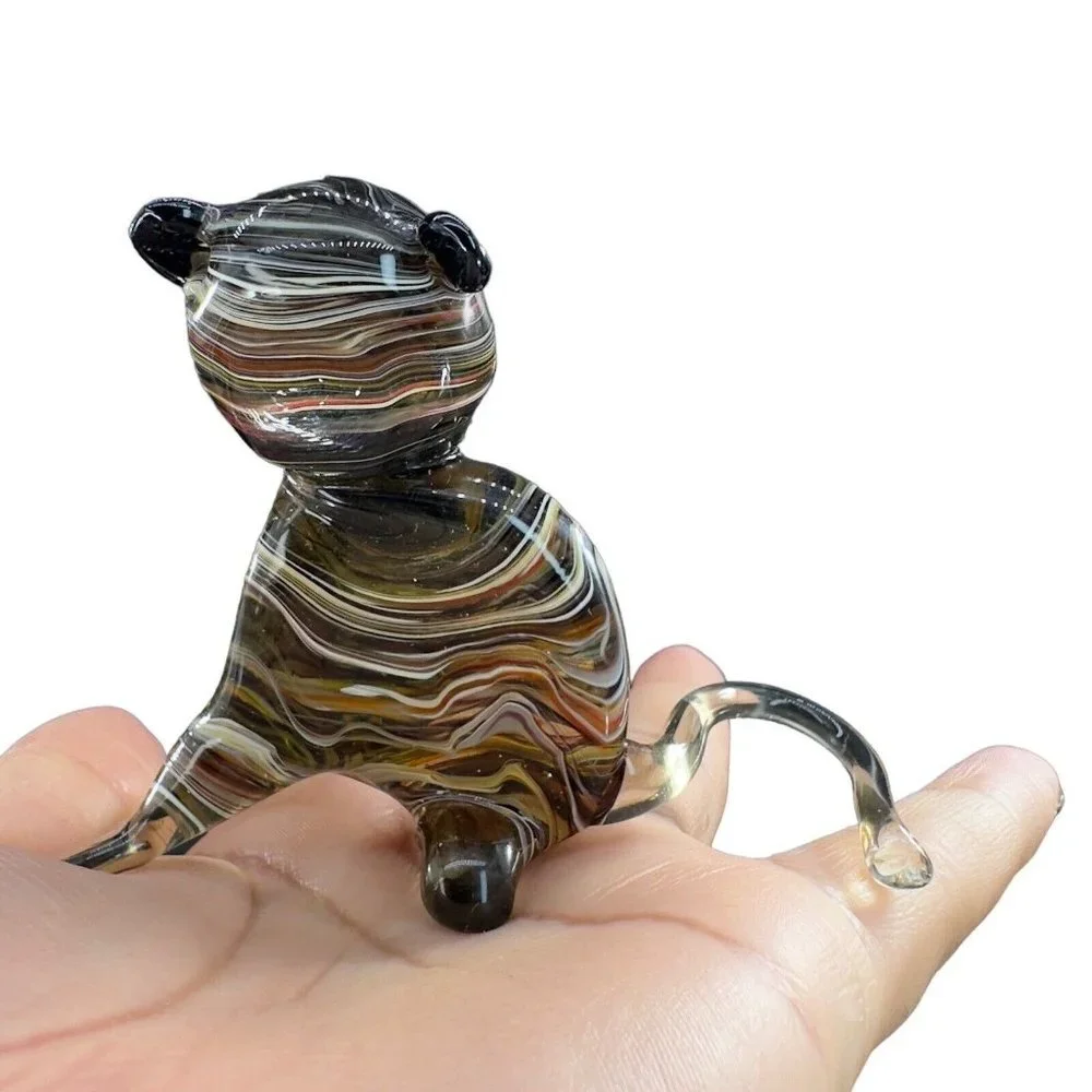 Venetian Slag Art Glass Small Figurine Bear‎ Animal Dog Delicate Glass Figurine